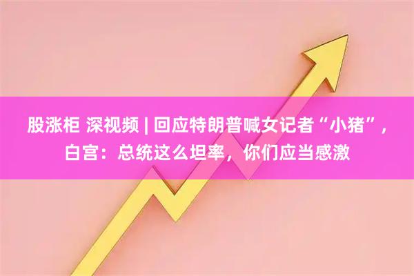 股涨柜 深视频 | 回应特朗普喊女记者“小猪”，白宫：总统这么坦率，你们应当感激